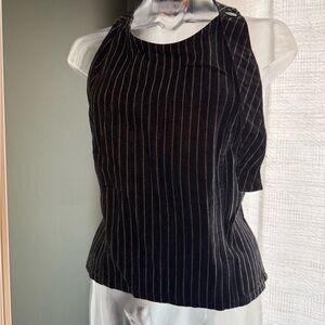 Zara Black and White Jean Striped Sleeveless Top with Adjustable Straps